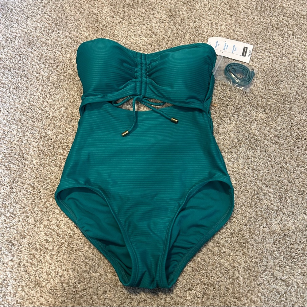 NWT emerald green Strapless One-Piece Swimsuit